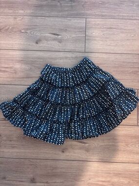 Hanna Andersson Navy Skirt with Cream Floral Dots